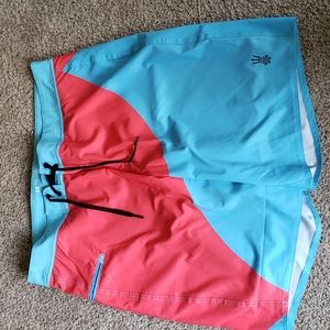 Driftline Wetsuit Lined Boardshorts in Bottom Turn Blue (and Red/Orange)